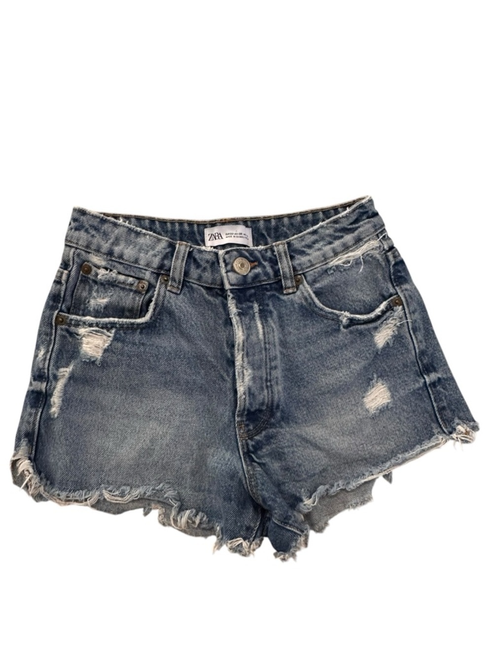 Zara Women's Distressed Button Fly Raw Hem Jean Shorts Size 00